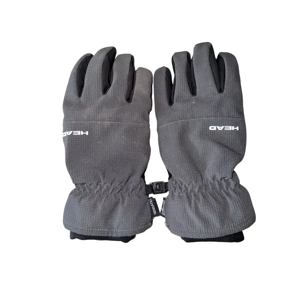Head running cycling insulated waterproof hybrid gloves size small gray black